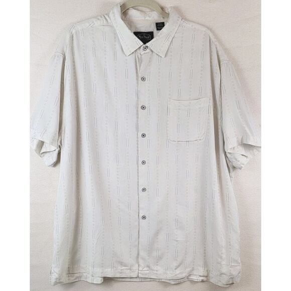 Nat Nast Shirt White Silk Blend Atomic 60s Style Button Up Pocket Men's Size 2XL - Picture 1 of 12